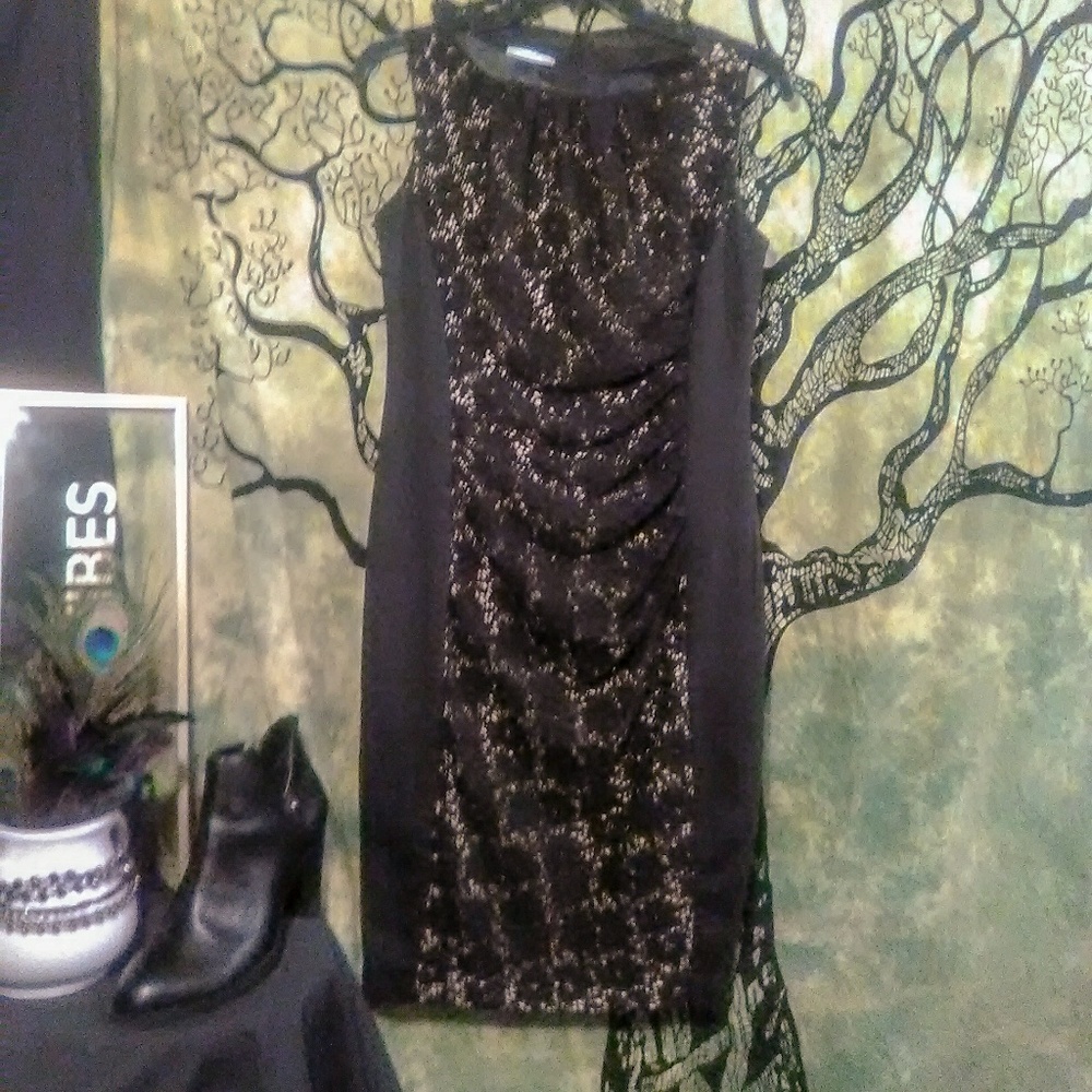 London Times Petites Black Lace Midi NWOT - Picture 1 of 6